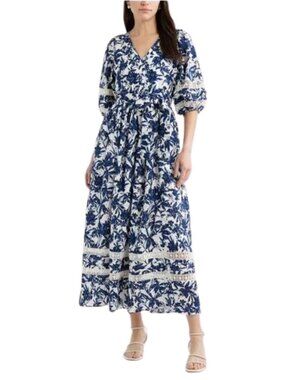 caslon denim dress caslon Flutter Sleeve Tie Waist Denim Midi Dress in Dark Wash at Nordstrom, Size 1X